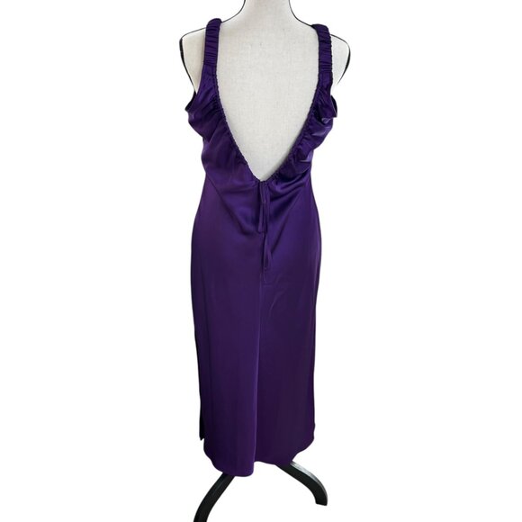 Future Collective Alani Noelle Purple Satin Midi Dress V-Neck Sleeveless  Small - Picture 5 of 6